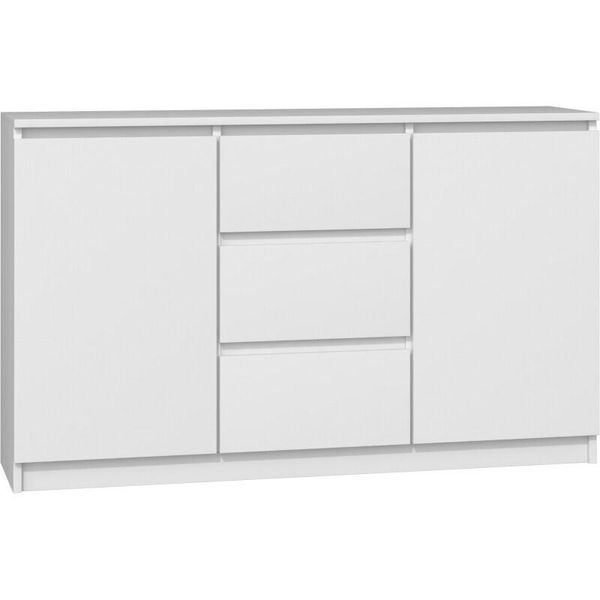 "Avelana Ii"" Cassettiera A Due Ante Con Tre Cassetti Per Camera Da Letto O Soggiorno Nel Colore Bianco, 120 X 40 X 75 Cm."-image