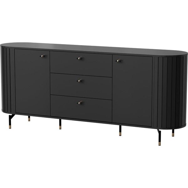 Credenza Zama Cassettiera 190X40X81Cm 2 Ante Colore Selezionabile, Nero-image