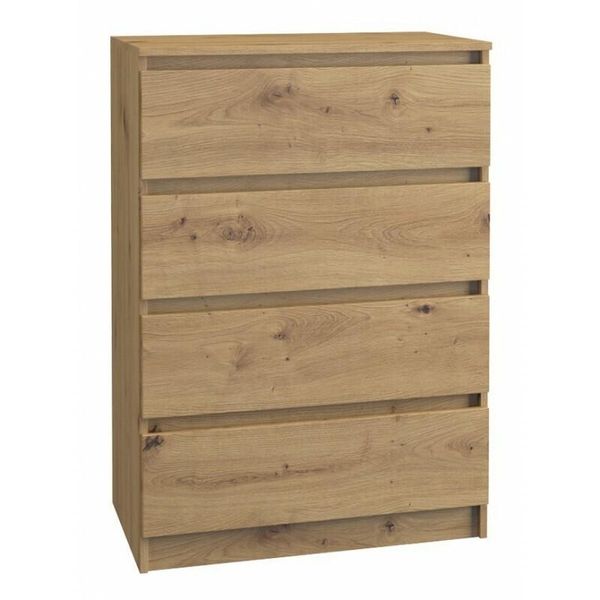 Cassettiera "Monna"" Per Camera Da Letto O Soggiorno Con Quattro Cassetti Nel Colore Rovere Artisan, 70 X 40 X 97 Cm"-image