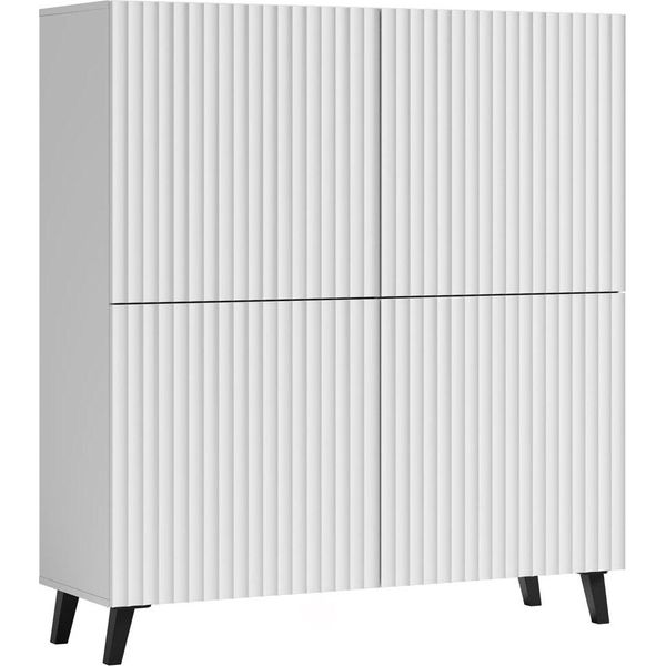 Cassettiera Highboard Phuket 120X39X128Cm 4 Ante Colore Selezionabile, Bianco Scanalato-image