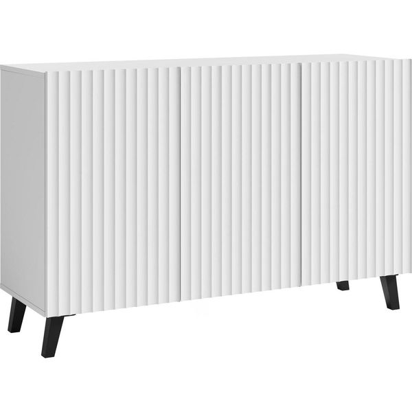 Cassettiera Phuket 120X39X76Cm 3 Ante Colore Selezionabile, Bianco Scanalato-image