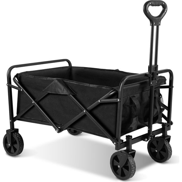 Aopunly Carretto Pieghevole Offroad Nero, Carretto Pieghevole Caricabile Fino A 80 Kg, Carretto Pieghevole Per Spiaggia, Giardino, Shopping-image