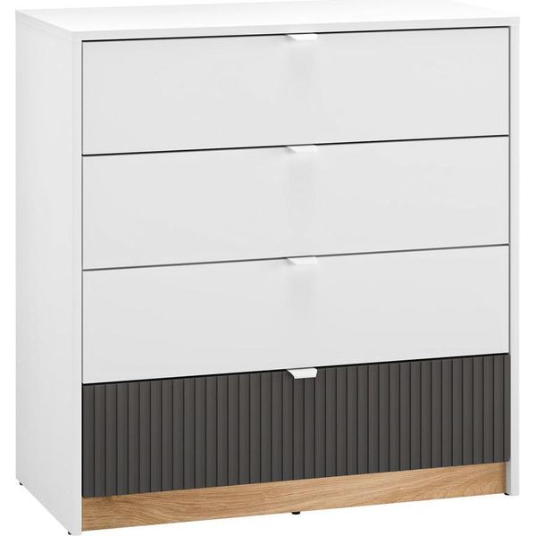 Cassettiera Torino 82X40X86Cm Rovere Bianco Castello Graphite-image