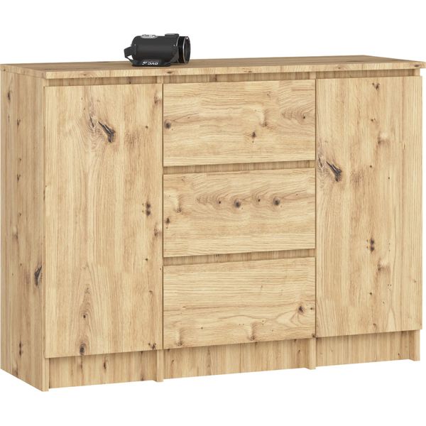 Akord Mobile 2 Ante E 3 Cassetti In Rovere Realizzato A Mano 101X35X76 Cm-image