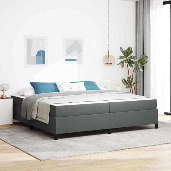 Maison Exclusive - Letto Boxspring Grigio Scuro 200 X 200 Cm Tessuto-image