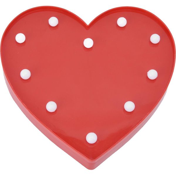 Luce Notturna A Forma Di Cuore 10 Led Luce Calda Alimentata A Batteria Per Bambini Lampada A Forma Di Amore Con Foro Di Aggancio Per La Stanza Dei Bambini Rosso-image