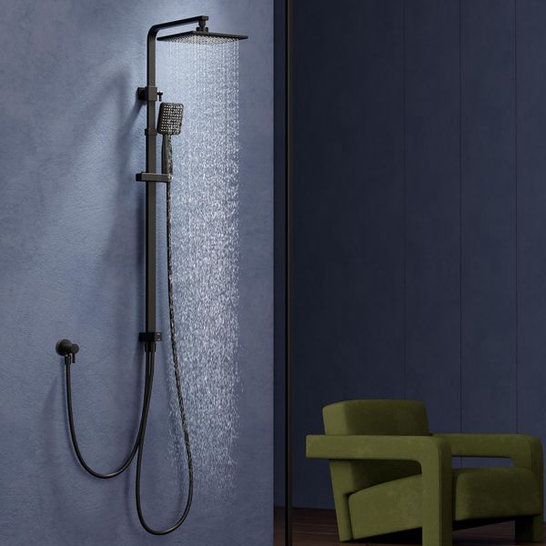 Homelody Sistema Doccia Senza Rubinetto Set Doccia A Pioggia Senza Termostato Con Soffione Doccia Doccetta Deviatore Colonna Doccia Angolare Per Bagno, Nero-image