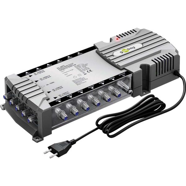 Goobay 64875 Multi-Switch Satellitare 5 Ingressi/12 Uscite, Grigio Argento - Distributore Per Max. 12 Abbonati Da Un Satellite-image