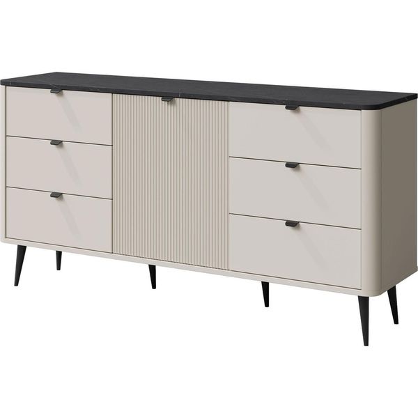 Credenza Marly Cassettiera 160X40X82Cm Colore Selezionabile 1 Anta Cashmere / Pietra Grigia-image