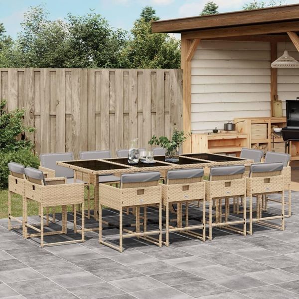 Stabli MöBel Set Di Mobili Da Giardino Set Di Mobili Da Balcone Set Da Pranzo Da Giardino 13 Pezzi Con Cuscini Beige Mix Poly Rattan - Set Di Mobili Da Giardino CC8779832 5Parcel-image