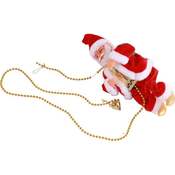 Babbo Natale Elettrico Arrampicato Su Un Filo Di Perline, Figura Mobile, Decorazione Natalizia Appesa, Giocattolo-image