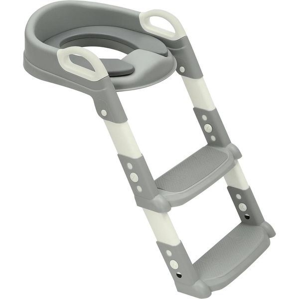 Sedile Per Wc Per Bambini - Con Scaletta - Gradini Antiscivolo - Maniglie Di Sicurezza - Imbottitura Morbida - Pieghevole - Adatto Per Wc V/U/O - Plastica-image