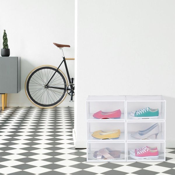 Scatole Per Scarpe Trasparenti Con Ante, Confezione Da 6 Impilabili-image