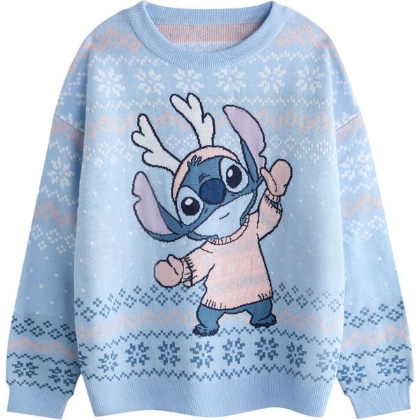 Lilo & Stitch - Maglia Per Bambina, Disegno Natalizio NS8993 (158-164) (Blu)-image