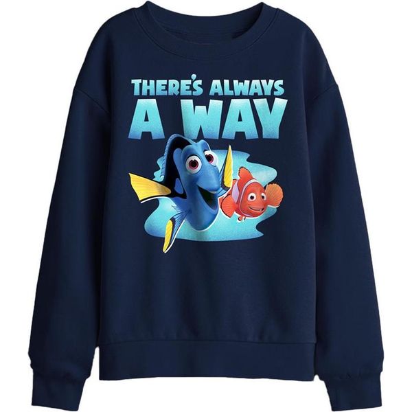 Alla Ricerca Di Nemo - Felpa "C'è Sempre Un Modo"" Per Bambini TV29389 (116) (Marine)"-image