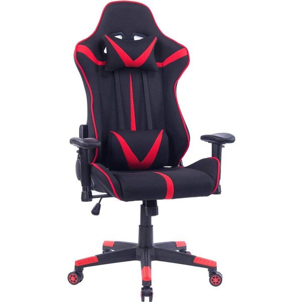Happyment Gaming Chair Diva - Tessuto - Con Schienale E Braccioli - Altezza Regolabile - Ergonomica - Rosso/Nero-image