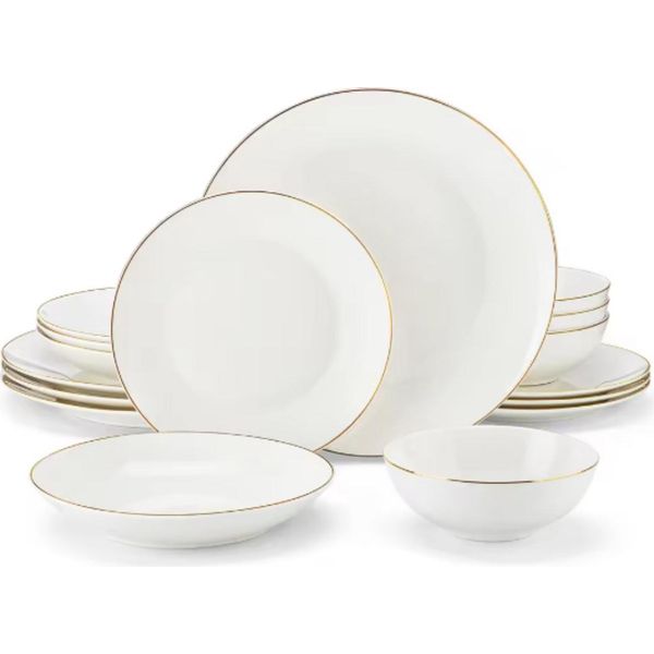 Servizio Da Tavola Dynastic - 4 Persone - 16 Pezzi - Ceramica Bianca - Piatto Da Pranzo E Piatto Da Colazione-image