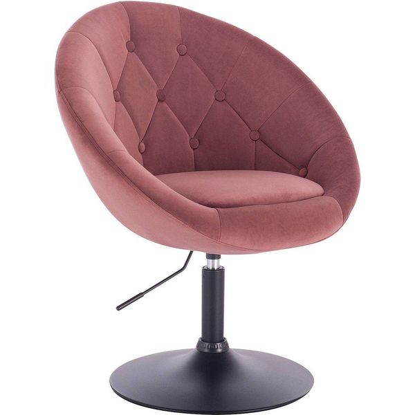 Sgabello Da Bar Nero Deluxe Industrial - Sgabello Da Bar Con Schienale - Altezza Regolabile - Seduta In Velluto - Rosa - 1 Pezzo- Sgabello Da Cucina E Da Bar-image