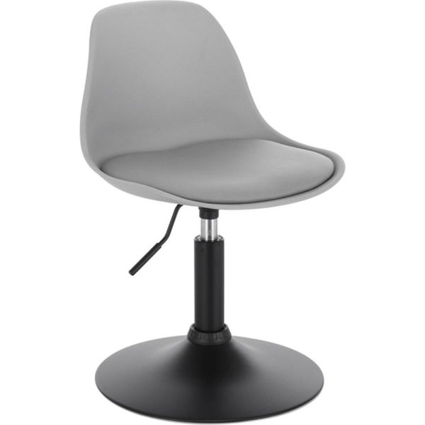 Sgabello Mini Bar - Grigio - Similcuoio - Regolabile - Con Schienale - Sgabello Da Cucina E Bar - Altezza Seduta 37-49Cm-image
