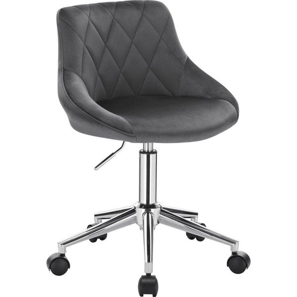 Sedia Da Ufficio - Grigio Scuro - Ergonomica - Velluto - Su Rotelle - Regolabile In Altezza-image