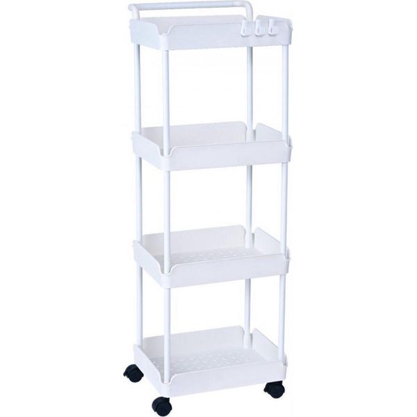 Carrello Da Cucina Su Rotelle - Carrello Per Servire - 3 Livelli - Bianco - Carrello Compatto Multifunzionale-image