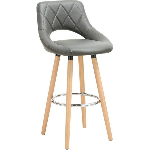 Sgabello Bolt Edge - Industriale - Grigio - Similcuoio - Con Schienale - 1 Pezzo-image