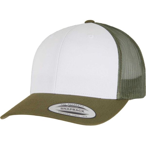 Flexfit - Cappellino Trucker Per Uomo/Donna Unisex, Colori A Blocchi BC6964 (Taglia Unica) (Verde Muschio/Bianco/Oliva)-image