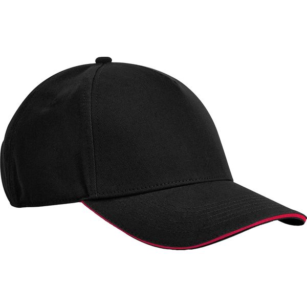 Beechfield - Cappello Da Baseball "Earthaware Classic"", Cotone Organico BC6902 (Taglia Unica) (Nero/Rosso)"-image