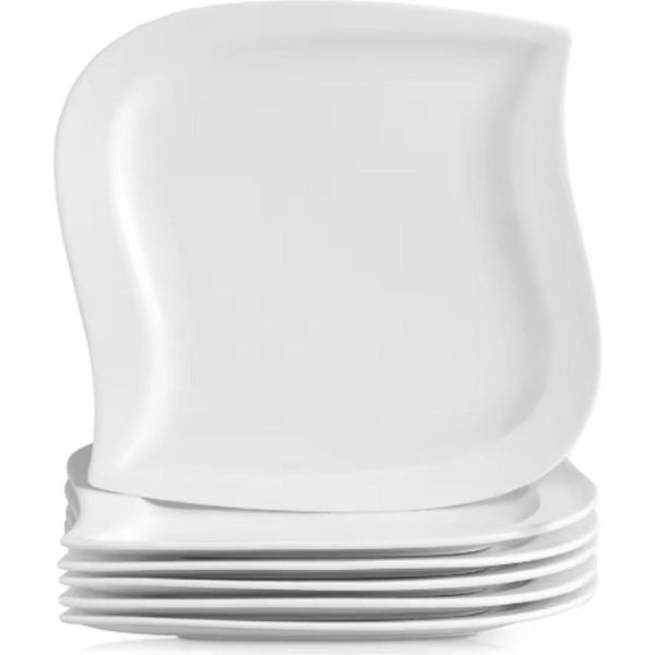 Servizio Da Tavola Sovereign - 6 Pezzi - Ceramica Bianca - Piatto Da Pranzo E Piatto Da Colazione-image