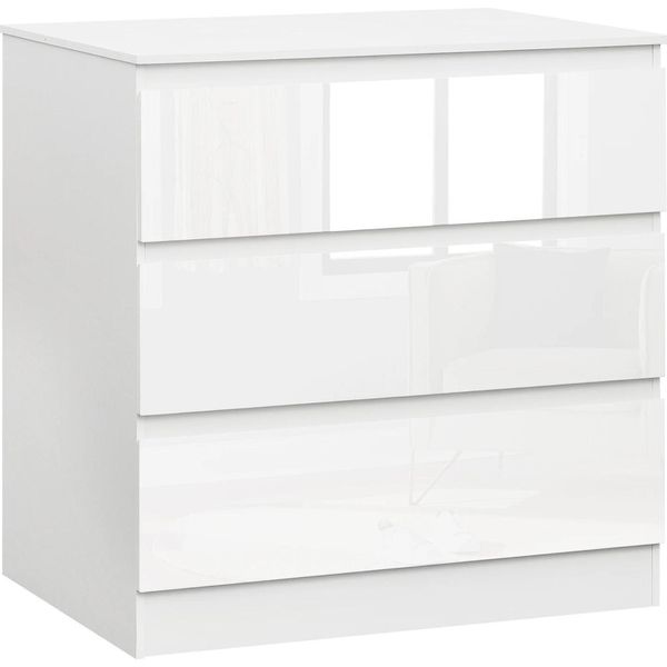 Cassettiera A 3 Cassetti - Madia - 80X48X78 Cm - Truciolare - Portata 50 Kg - Moderna - Bianco-image