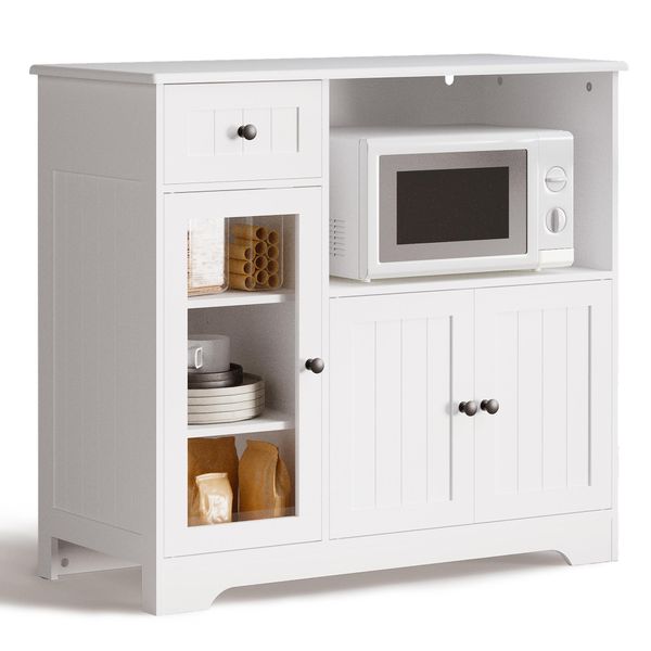 Armadio A Muro Bealife 90X40X82 Cm Con Protezione Antiribaltamento | Armadio Bianco Con Cassetti Per Soggiorno E Camera Da Letto | AP110-image