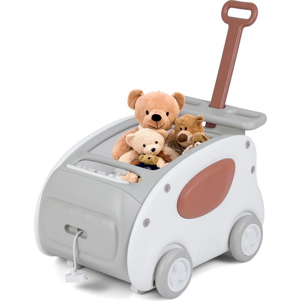 Deambulatore Costway, Girello 2 In 1 Con Ruote, Sedile Pieghevole E Cintura Di Sicurezza, Girello Per Bambini Da 1 Anno, Grigio-image