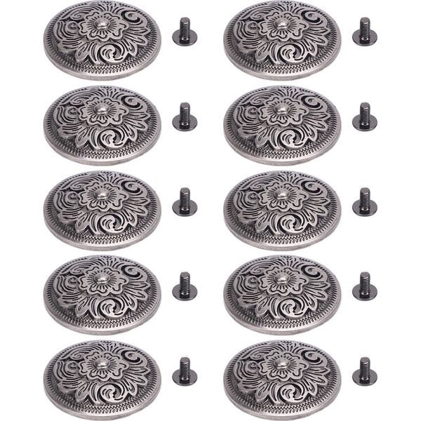 10 Set Di Rivetti E Viti 32 -Mm - Rivetti A Fiore 7 Mm Viti Incrociate Per Collare In Pelle Cintura Mano Pelli-image