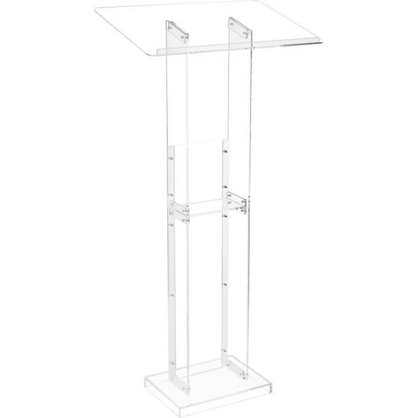 Leggio Da Podio In Acrilico - Altezza 1265 Mm - Con Scrivania Per Computer Portatile E Funzione Di Archiviazione-image