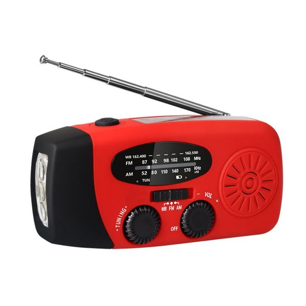 Aiorber Radio Di Emergenza Portatile Con Manovella, Solare, Usb, Torcia Led, Am/Fm/Wb, 600Mah Powerbank, Portatile Per Il Campeggio All'aperto, Rosso-image