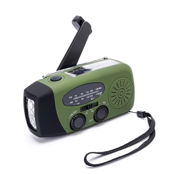 Aiorber Radio Di Emergenza Portatile Con Manovella, Solare, Usb, Torcia Led, Am/Fm/Wb, 600Mah Powerbank, Per Il Campeggio All'aperto, Verde-image