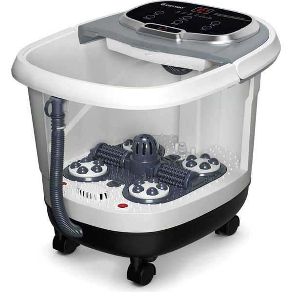 Massaggiatore Per Pediluvio Costway Con Rulli, Riscaldatore Elettrico Per Pediluvio E Doccia Massaggiante, Spa Per Massaggio Plantare Shiatsu 10-60Min Timer / 35-48℃ / 500W Grigio-image