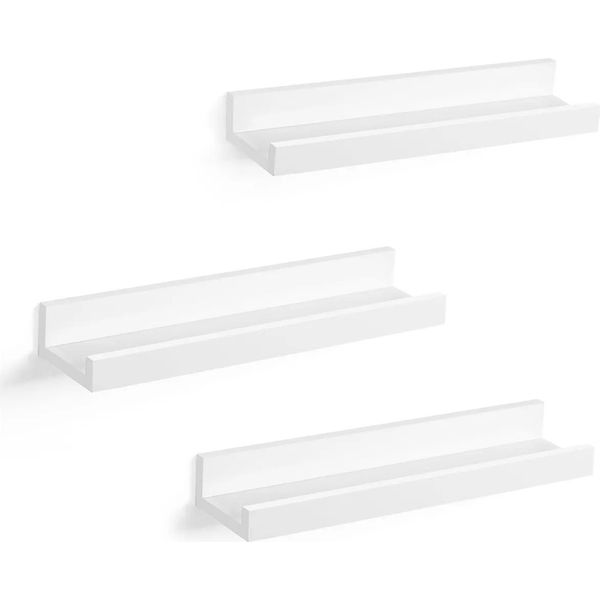 In And Outdoormatch Scaffale A Muro Galleggiante Jizz - Scaffale A Muro - Scaffale A Muro - Scaffale Per Foto - Bianco - 44X17X17Cm-image