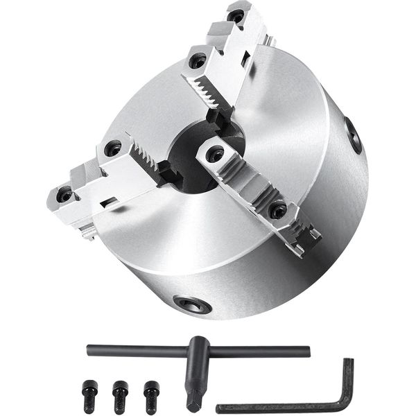 Succebuy Mandrino Da Tornio Da 10 Pollici Con 3 Ganasce Autocentranti, Range Di Serraggio 6-250 Mm (0,24-9,84 Pollici) Con Viti Di Fissaggio Con Chiave A T Per Stampanti 3D, Centri Di Lavoro, Fresatrici E Foratrici-image