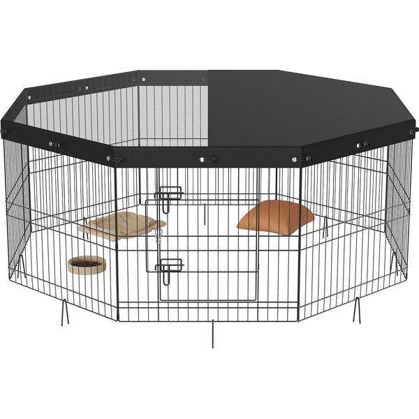 Succebuy Box Per Cani, 8 Pannelli, Altezza 61 Cm, Pieghevole In Metallo, Recinto Per Animali Domestici, Interno/Esterno, In Metallo, Per Animali Domestici Di Piccola E Media Taglia, Campeggio, Cortile-image