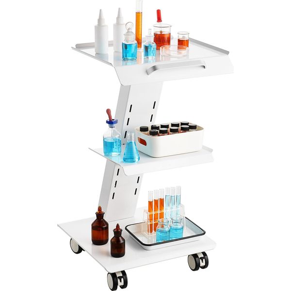 Succebuy Carrello Di Servizio In Acciaio Inox A 3 Livelli, Versatile E Mobile Per L'utilizzo-image