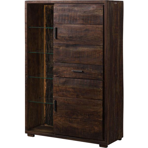 MASSIVMOEBEL24 | Bark #206 Credenza In Legno Di Acacia - Laccato / Marrone Scuro 100X40X150-image