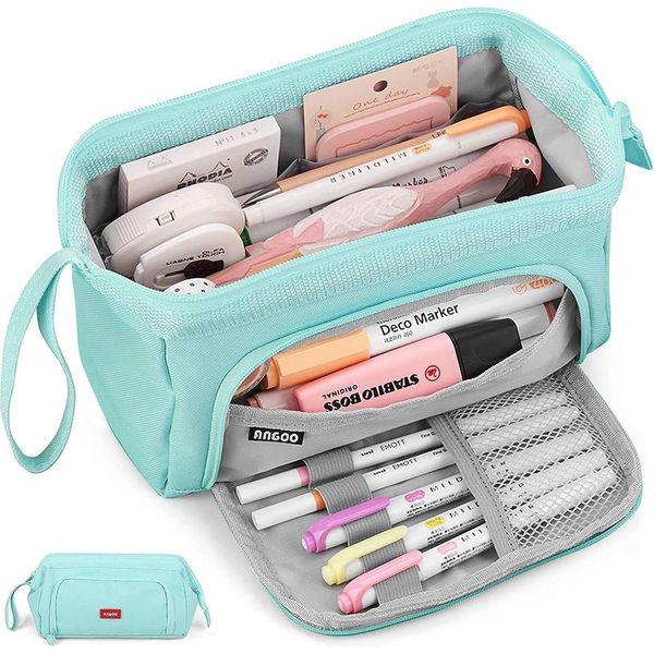 Astuccio Per Matite Grande, Astuccio Per Matite Super Grande Per Ragazze Adolescenti Con Grande Capacità, Blu-image