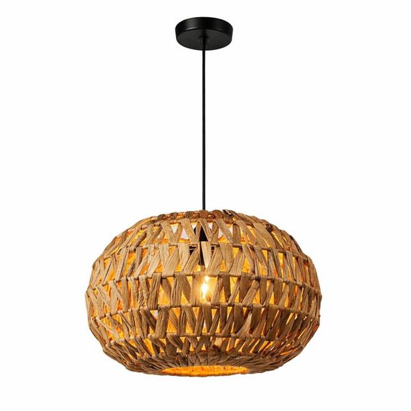 Lampada A Sospensione In Rattan Naturale, Ø 38 Cm - Stile Boho/Nordico, Attacco E27 "Navia"""-image