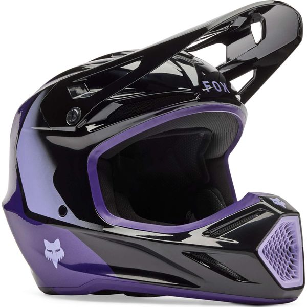 Casco Da Motocross Fox V3 Spire Per Ragazzi, Nero/Viola, Y/S (49/51)-image