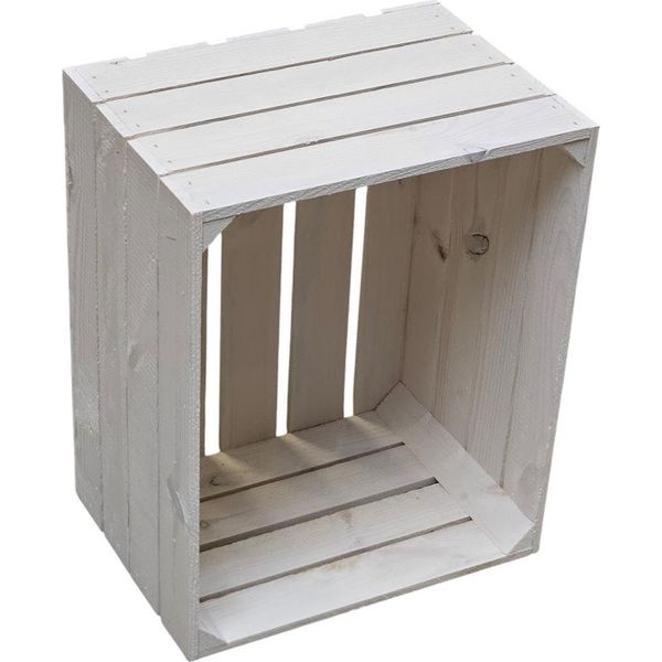 Cassa Di Vino Cassa Di Legno Cassa Di Frutta Bianca Usata Vintage 50 X 40 X 30 Cm Singola-image