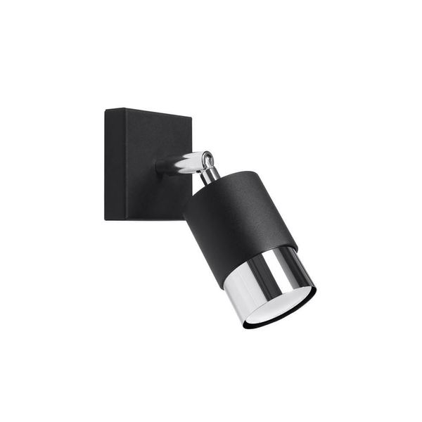 Lampada Da Parete Nero Nero/Cromo 1Xgu10 10W Acciaio 16X17.5X8Cm Sollux Lighting-image