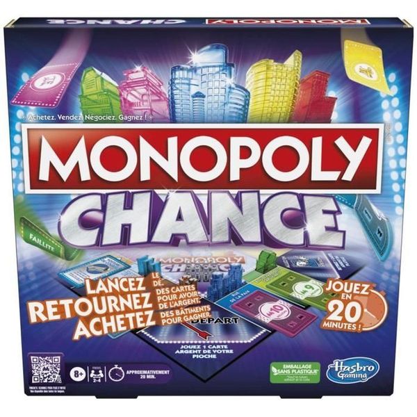 Monopoly Chance, Rapido Gioco Da Tavolo Di Monopoly Per La Famiglia, Per 2-4 Giocatori, Circa 20 Minuti.-image