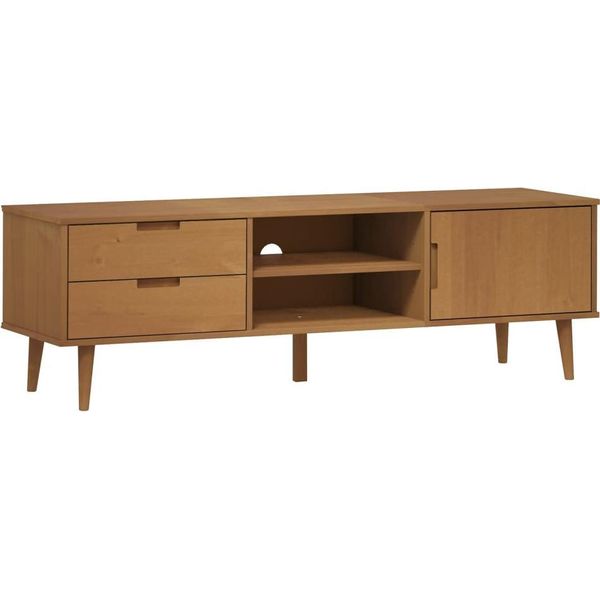 Vidaxl Mobile Tv Molde Marrone 158X40X49 Cm In Legno Di Pino Massiccio-image