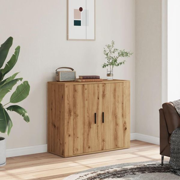 Vidaxl Credenza Artisan In Rovere 80X33X70 Cm Materiale A Base Di Legno-image